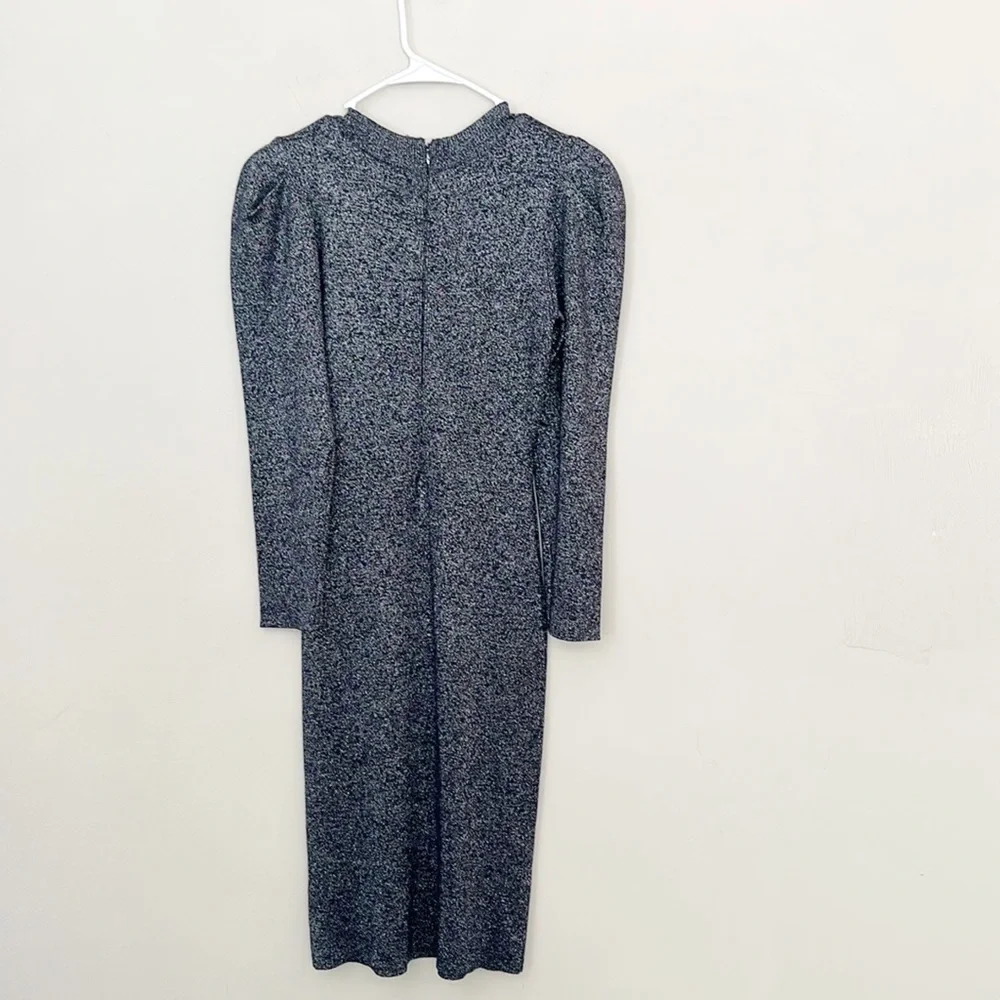 Sachin & Babi Amelie Metsllic Puff Sleeve midi dress women size Medium
